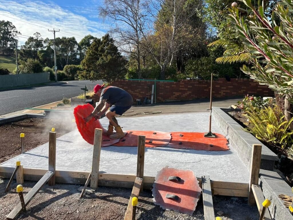 Stamped concrete driveway in Penguin, Tasmania. 