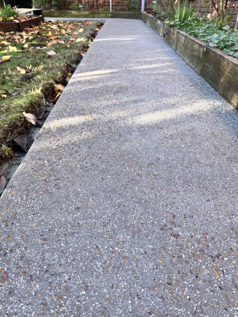 Exposed aggregate footpaths in Moriarty, Tasmania. 