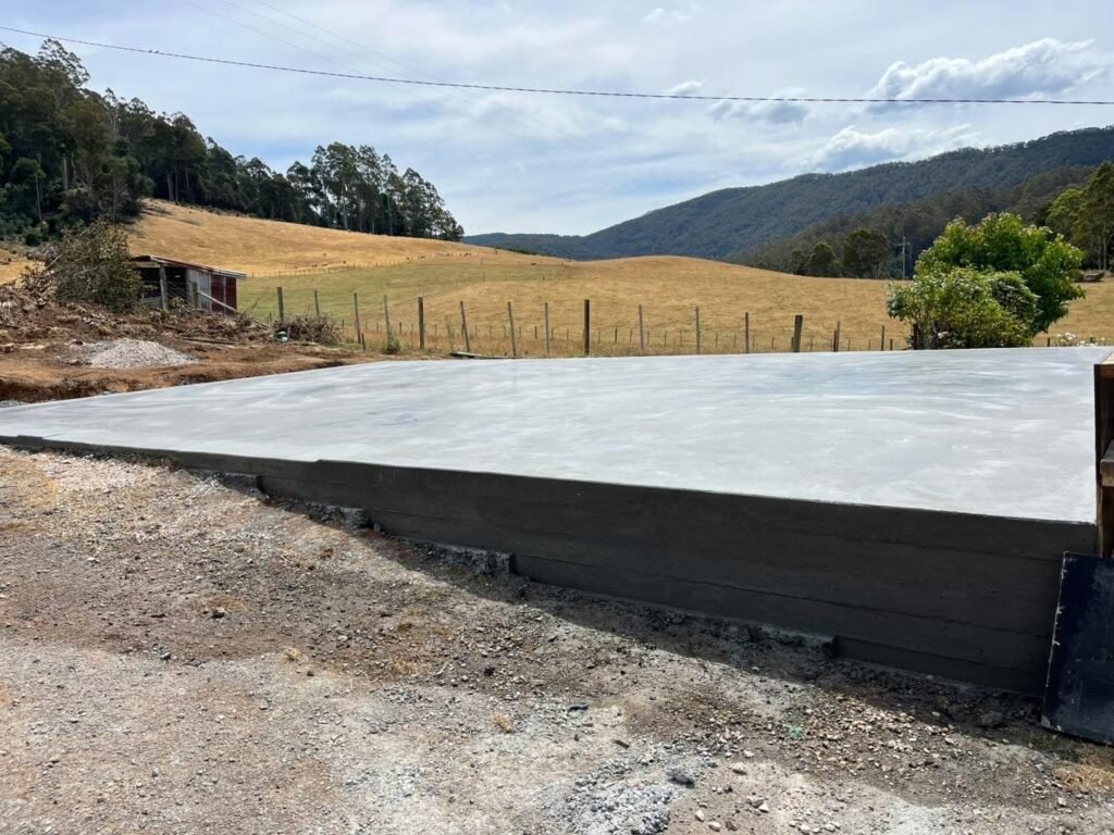 Shed slab in Nietta, Tasmania.
