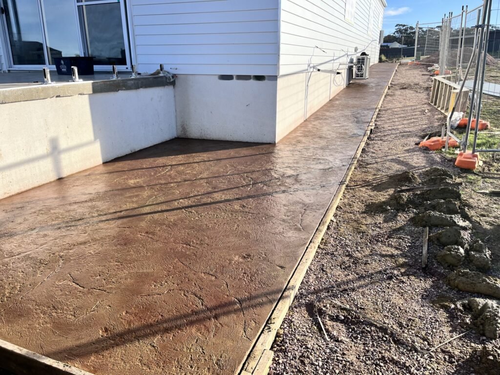 Brown stamped footpaths in Hawley Beach Tasmania. 